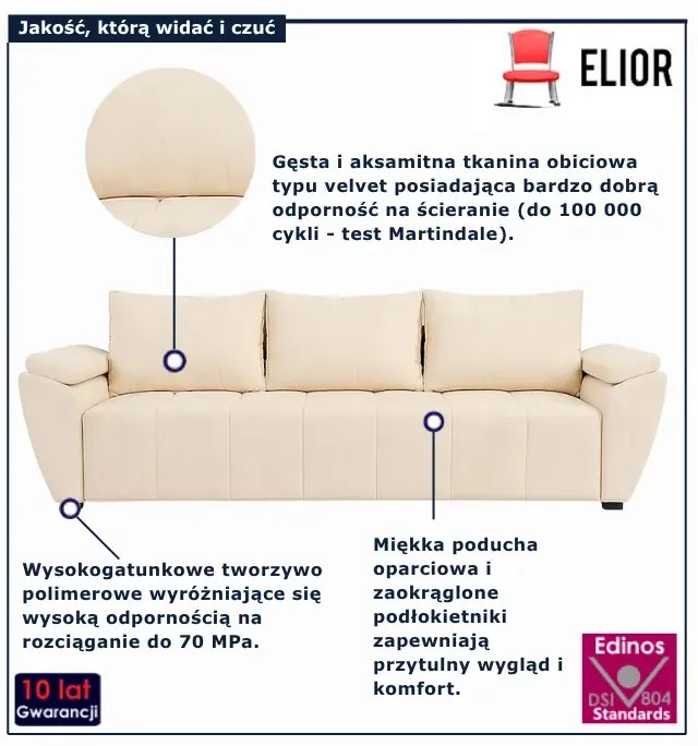 Nowoczesna kremowa sofa - Endora 4X