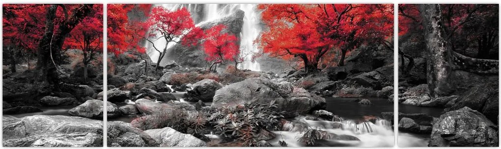 Obraz - Wodospady w jesiennym krajobrazie (170x50 cm)