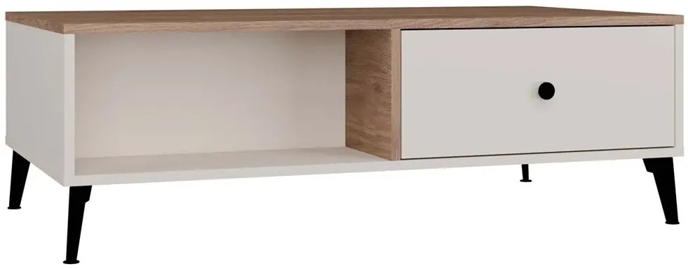 Ława na czarnych nóżkach kaszmir + dąb castello R8-F02