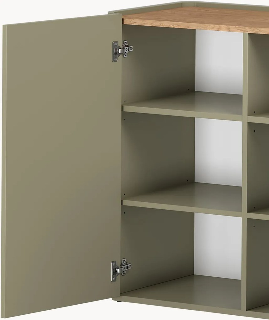 Komoda Elivo 200 cm czterodrzwiowa - eukaliptus / dąb baltic dune