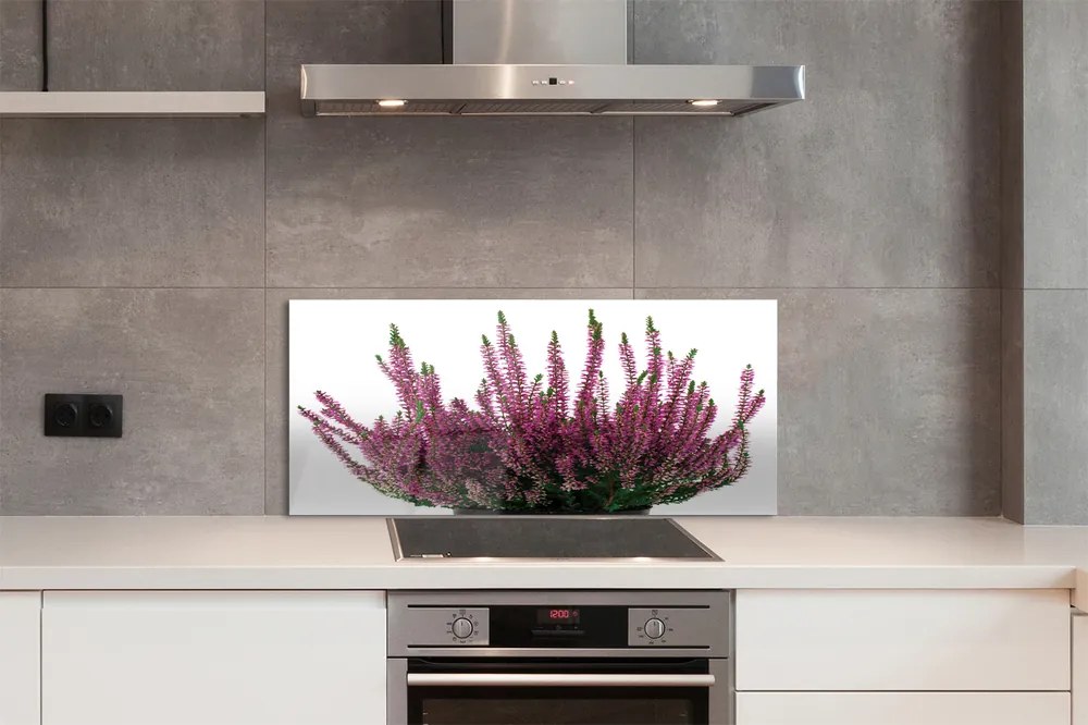 Szkło do Kuchni na Ścianę Kwiaty Wrzosu