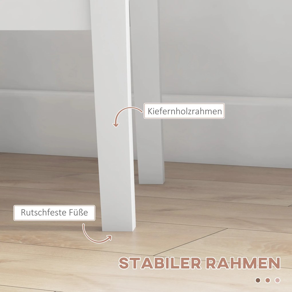 HOMCOM Zestaw stół i krzesła 3-częściowy biały z drewnianym siedziskiem do kuchni | Aosom PL