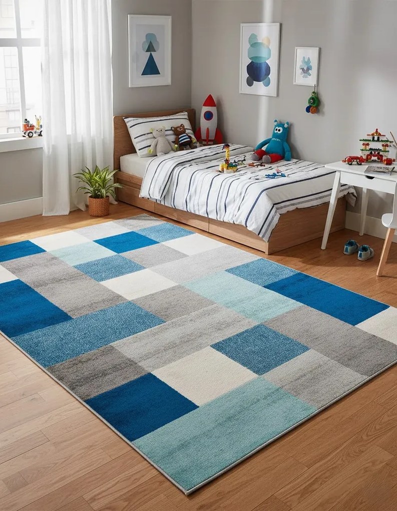 Skandynawski dziecięcy dywan w kwadraty R1-A46