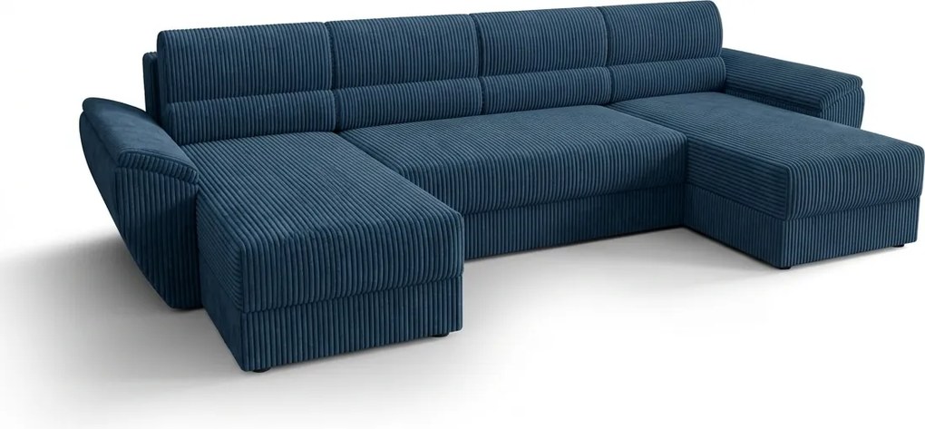 PROMOCJA Rozkładana sofa w kształcie U TAVERO 321x140 cm, ciemnoniebieska II. gatunek
