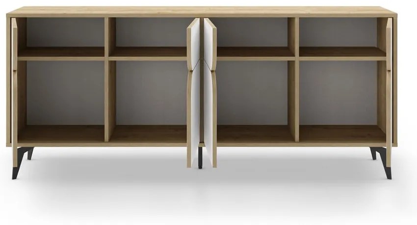 Biała niska komoda w dekorze dębu 185x79 cm Nola – Marckeric