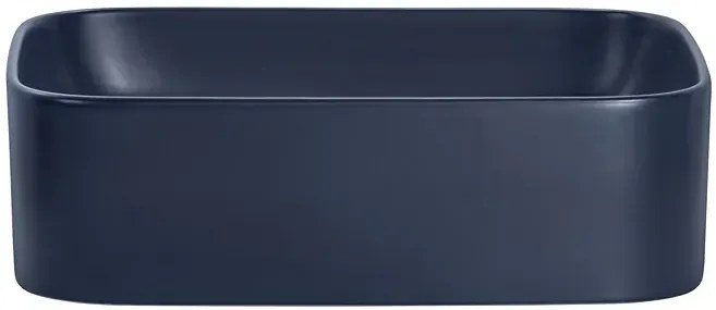 Granatowa ceramiczna umywalka nablatowa + korek - Corden 50 cm