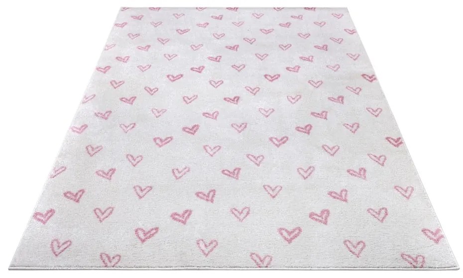 Biało-różowy dywan dziecięcy 160x235 cm Hearts – Hanse Home