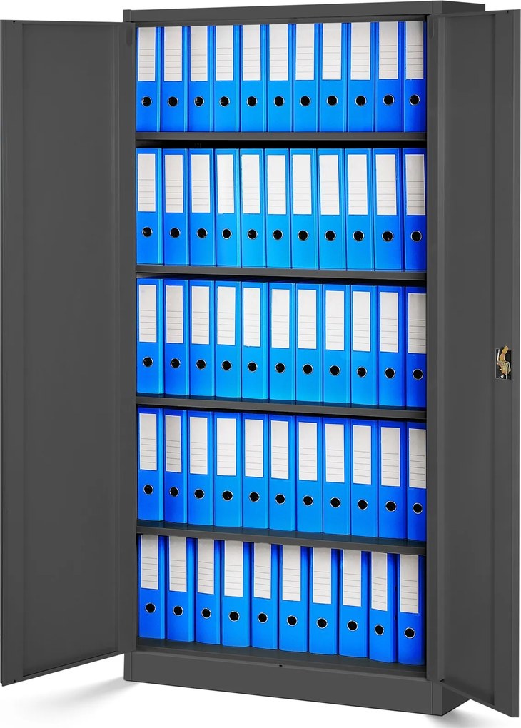 Szafa biurowa na akta wysoka Jan H 90x40x195 cm antracyt