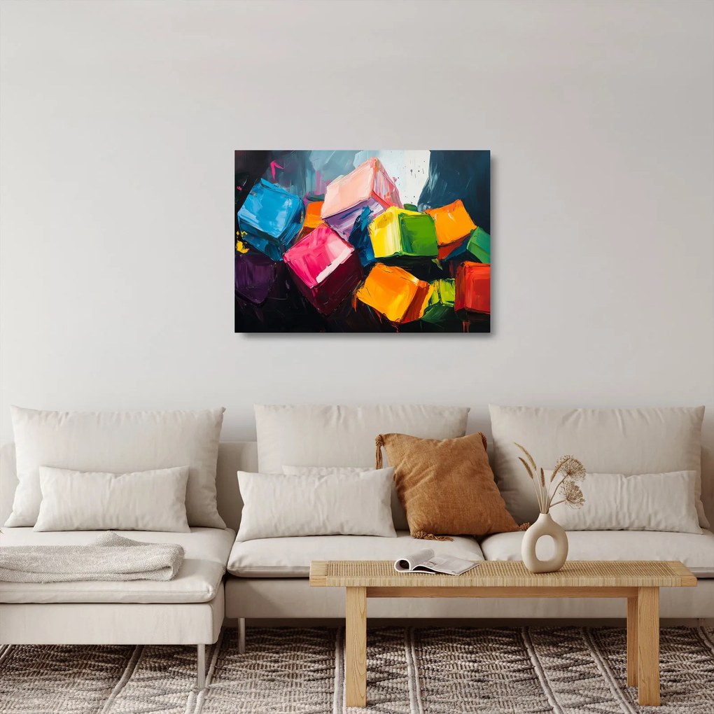 Obraz na szkle - Kolorowe kostki (70x50 cm)
