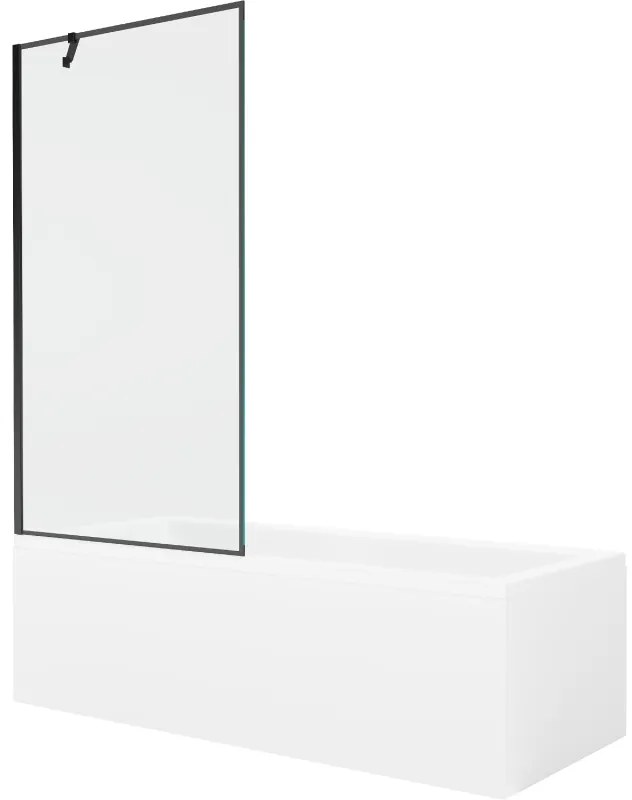 Mexen Cubik wanna prostokątna 160 x 70 cm z obudową i parawanem 1-skrzydłowym 90 cm, czarny wzór - 550316070X9509007070