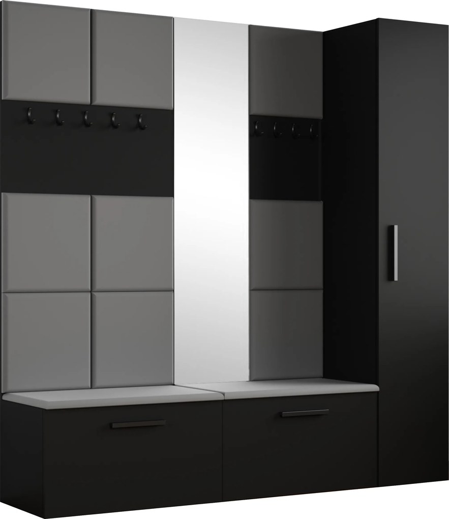 Masseno Garderoba MODULO 201,2/204/40 cm do Przedpokoju Nowoczesna Czarna