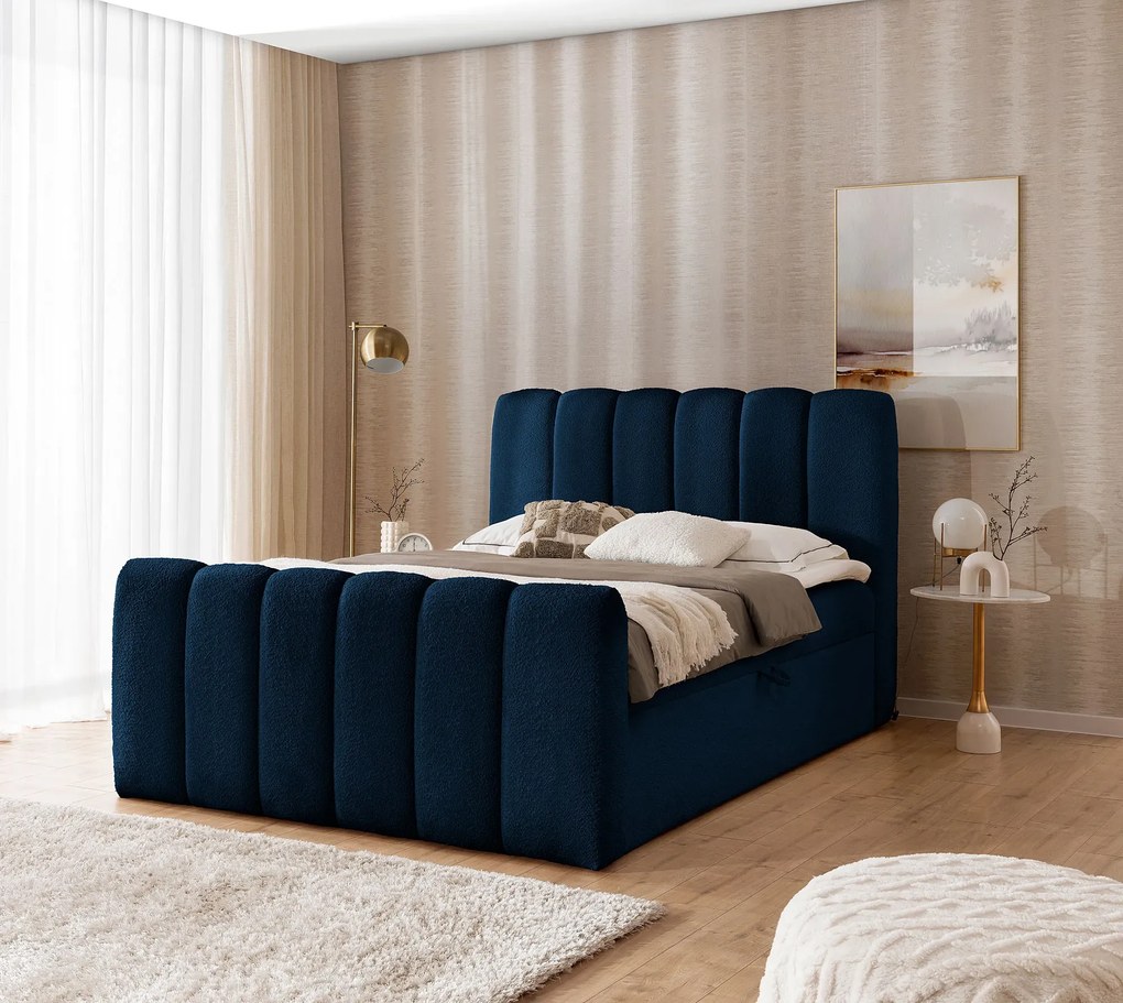 Granatowe nowoczesne łóżko kontynentalne E8-A91
