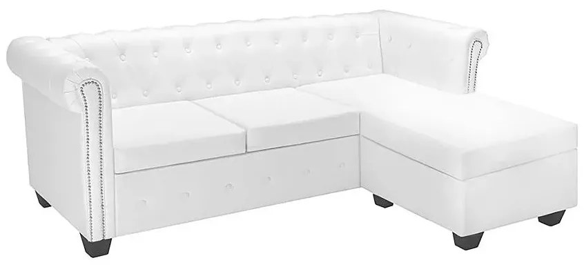 Narożnik z leżanką w stylu Chesterfield Xavier 4Q - biały