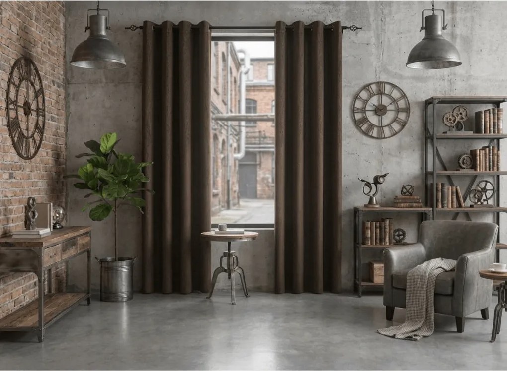 Zaciemniająca zasłona DUNES VELVET 140x250 cm, brązowa Zawieszanie: Metalowe pierścienie