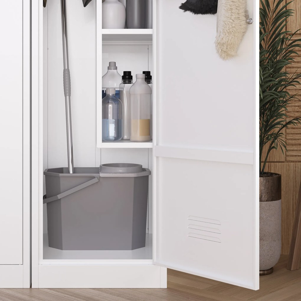 Metalowa szafa gospodarcza AGNES, 500 x 1850 x 500 mm, biała