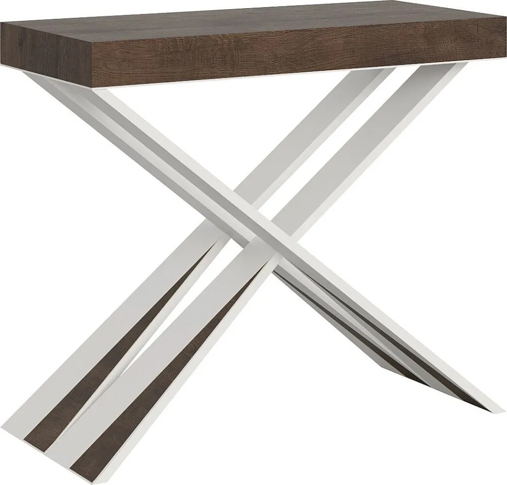 Konsola rozkładana 90x40/300 cm Diago Orzech rama w kolorze Białym