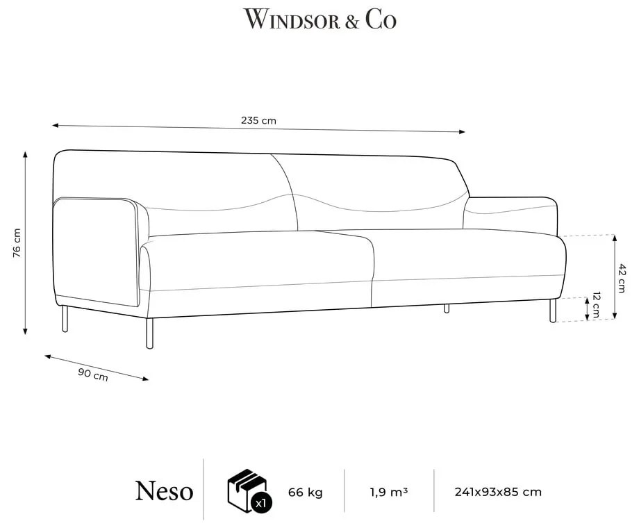 Beżowa sofa Windsor &amp; Co Sofas Neso, 235 cm