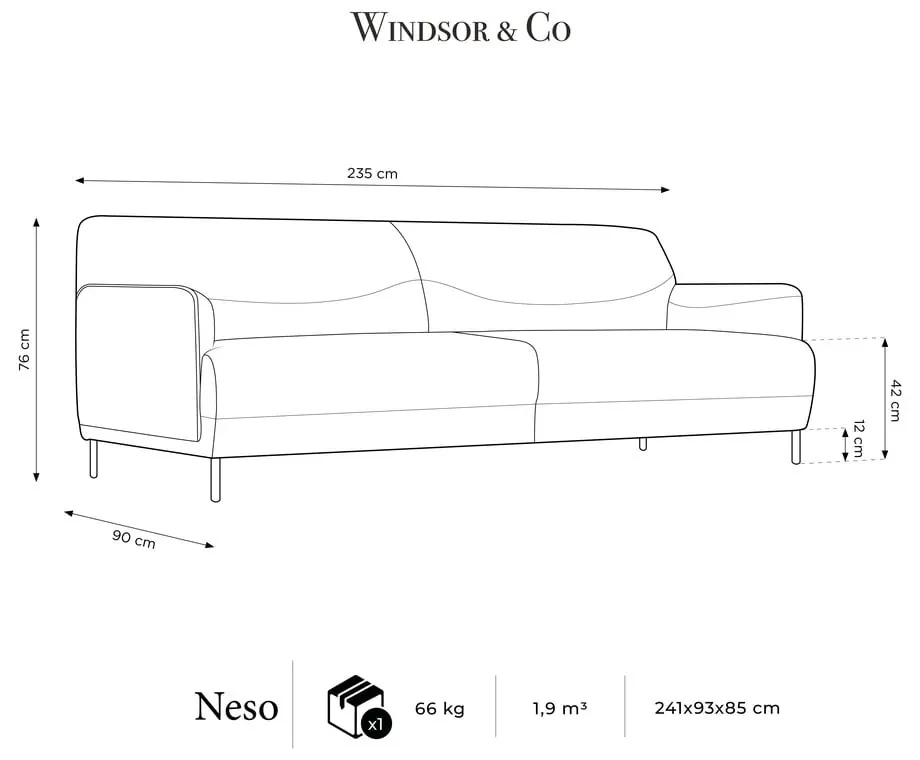 Różowa sofa Windsor &amp; Co Sofas Neso, 235 cm