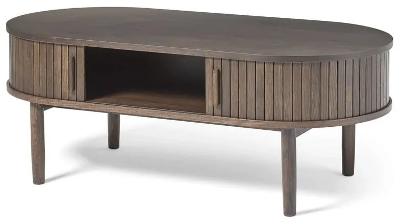 Stolik w dekorze dębu w ciemnym naturalnym kolorze 60x120 cm Meta – Unique Furniture