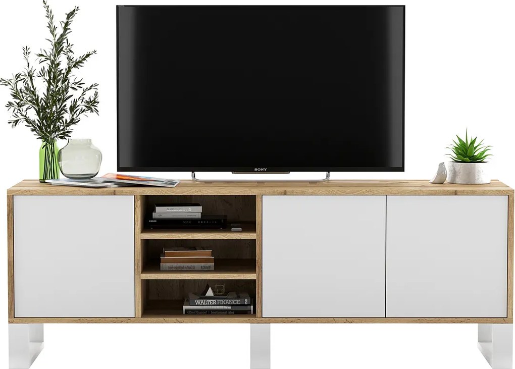 Szafka na TV dąb wotan + biały G4-E55
