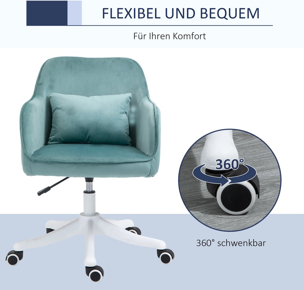 Vinsetto Fotel z masażerem krzesło obrotowe z funkcją wibracji aksamit Maksymalne obciążenie 115kg Zielony | Aosom PL