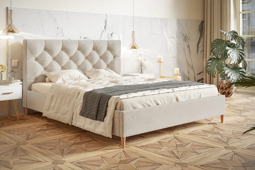 Łóżko tapicerowane ze stelażem GLAMOUR LITE