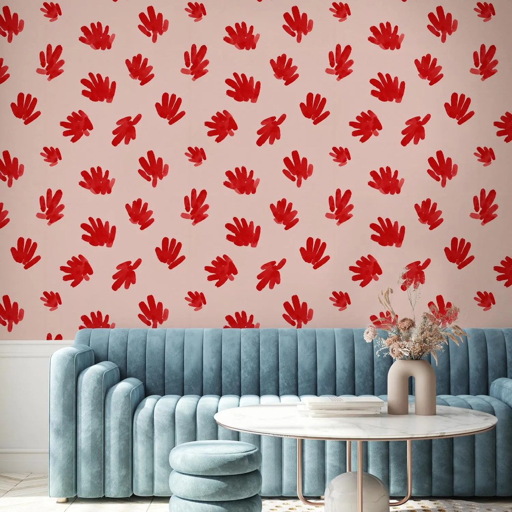 Fototapeta - Abstrakcyjne czerwone odciski (196x136 cm)
