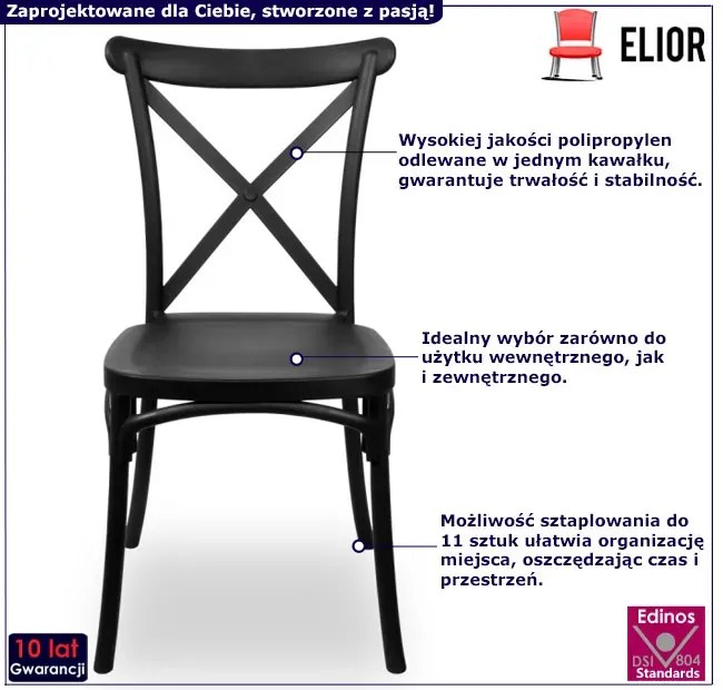 Czarne Krzesło Chiavari Sztaplowane L3-G53