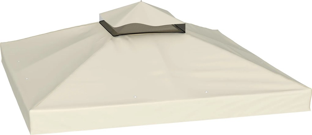 Outsunny Zamienny dach do pawilonu 3 x 3 m, Plandeka z otworami odprowadzającymi wodę, Ochrona UPF30+, Ochrona przed słońcem, Kremowy