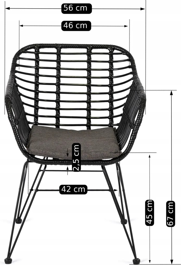 Krzesło Ogrodowe Rattanowe MUSA Czarne