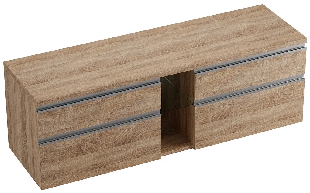 Szafka łazienkowa wisząca - Naturalny jasny - 150 cm - MAGDALENA II