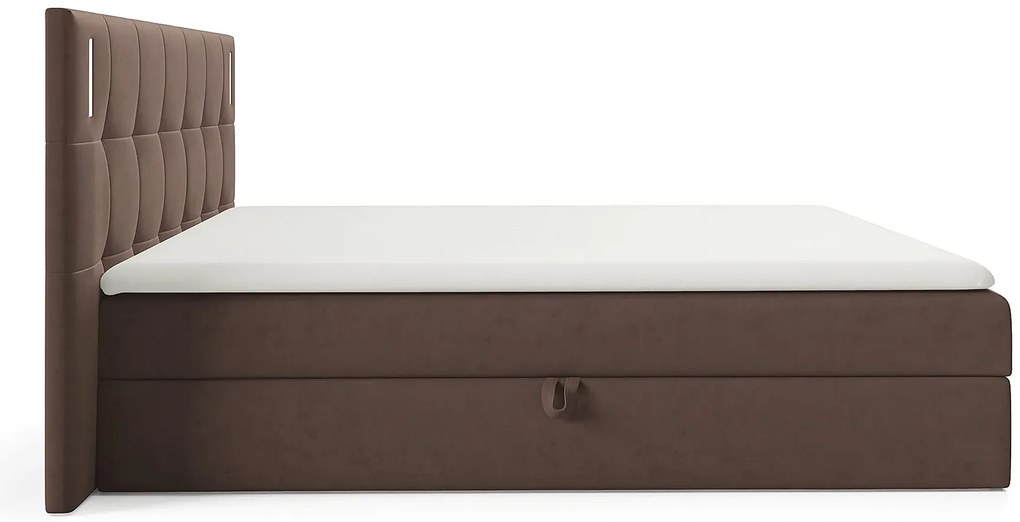 Brązowe łóżko kontynentalne z oświetleniem 5 rozmiarów K0-R07