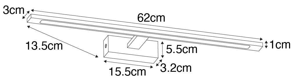 Lampa ścienna mosiądz 62 cm w tym LED IP44 - JerreDesignerski Oswietlenie wewnetrzne