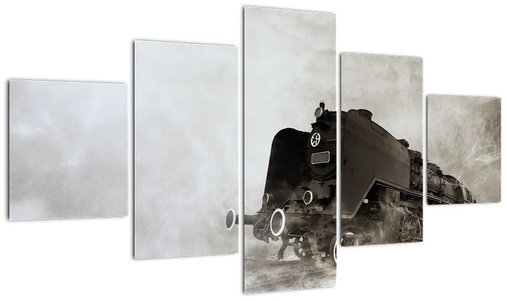 Obraz - Pociąg we mgle (125x70 cm)