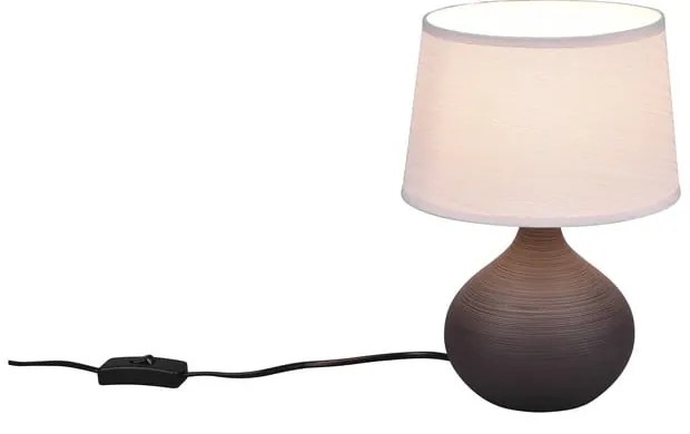 Ciemnobrązowa lampa stołowa z ceramiki i tkaniny Trio Martin, wys. 29 cm