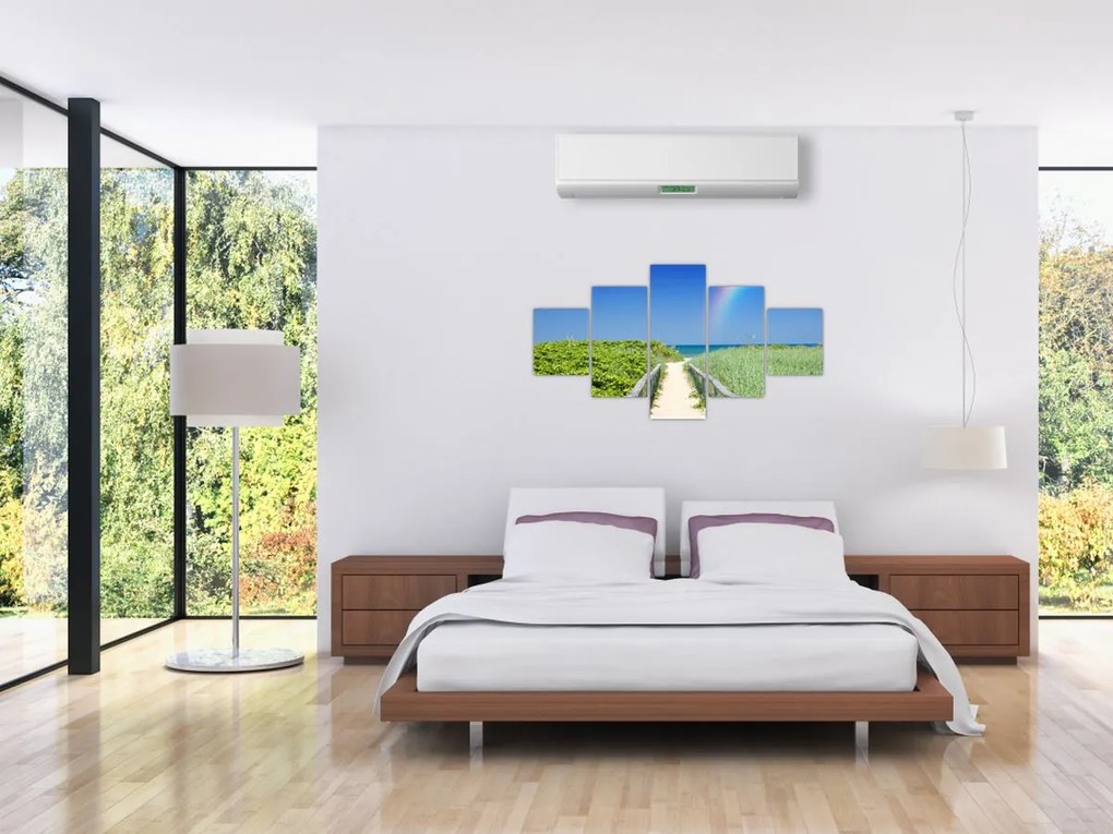 Obraz - Krajobraz i tęcza (125x70 cm)