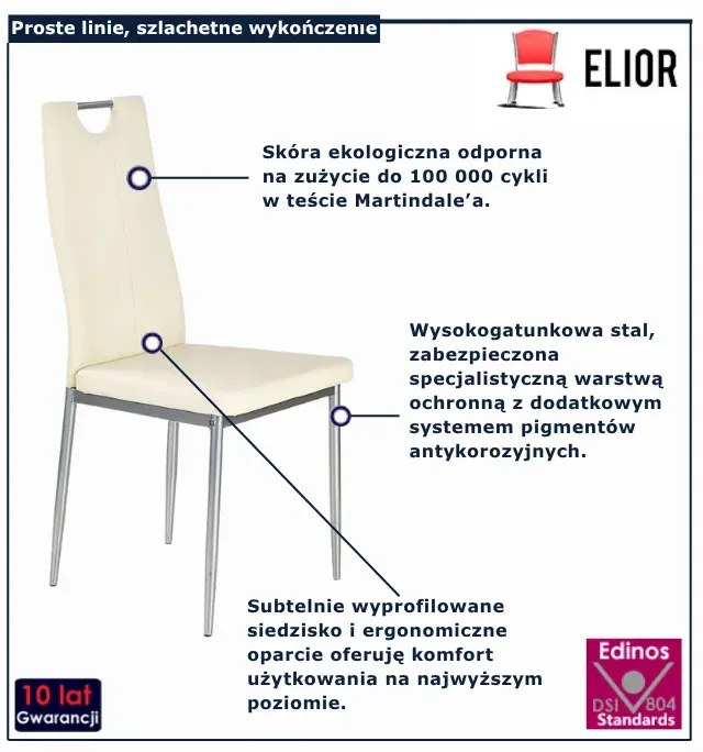 Kremowe metalowe krzesło tapicerowane E1-Z08