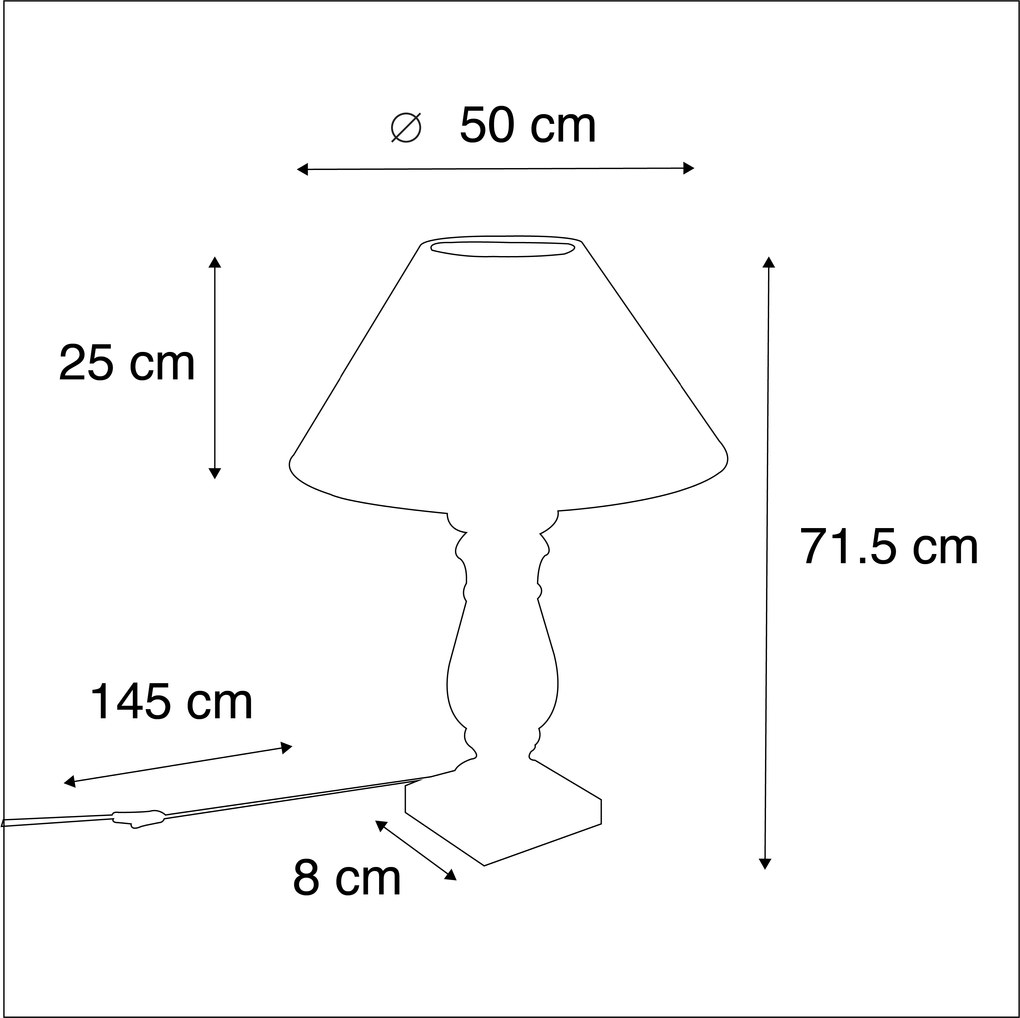 Lampa stołowa rustykalna z beżowym abażurem z lnu 50 cm - Catnip Rustykalny / Vintage Oswietlenie wewnetrzne