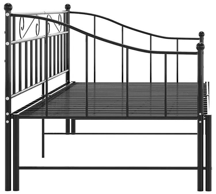 Czarne rozkładane łóżko metalowe 90x200 cm - Leoli