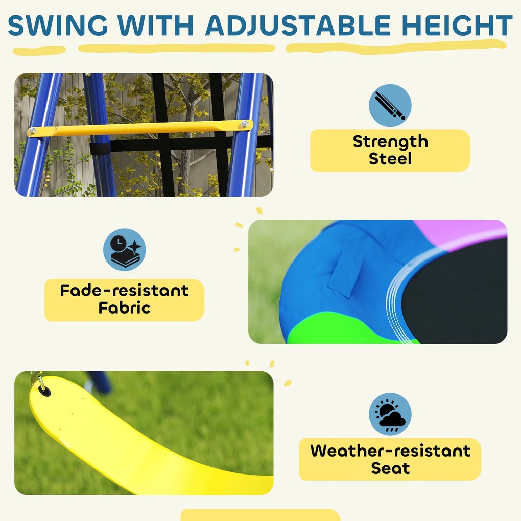 AIYAPLAY Zestaw huśtawkowy, metalowy, 3-8 lat, design 6-w-1, Kolorowy