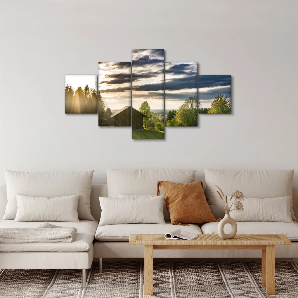 Obraz domku leśnego (125x70 cm)