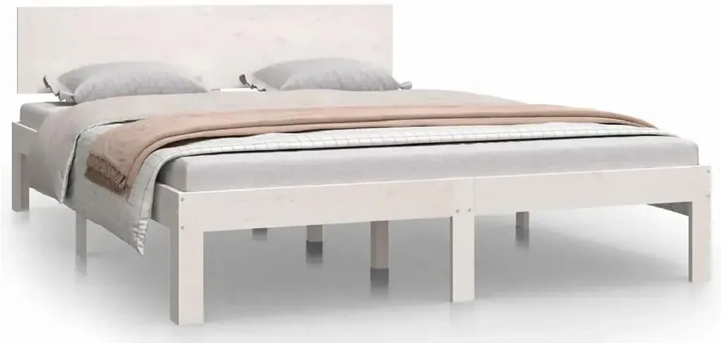 Białe drewniane łóżko małżeńskie 140x200 S7-C76