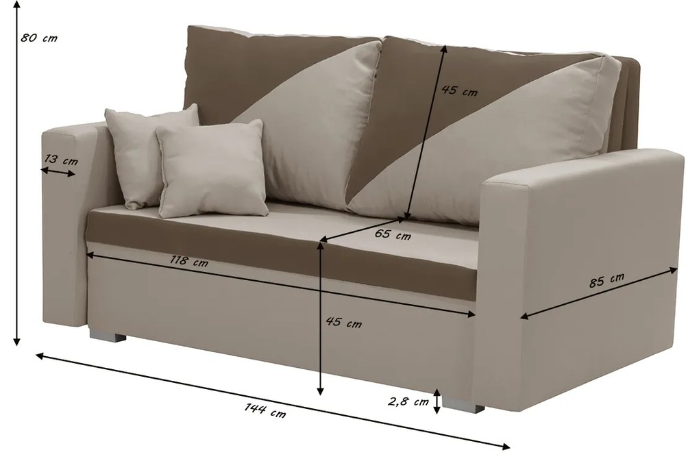 Sofa kanapa 2 os z funkcją spania ASTO2 Srebrny/Czarny