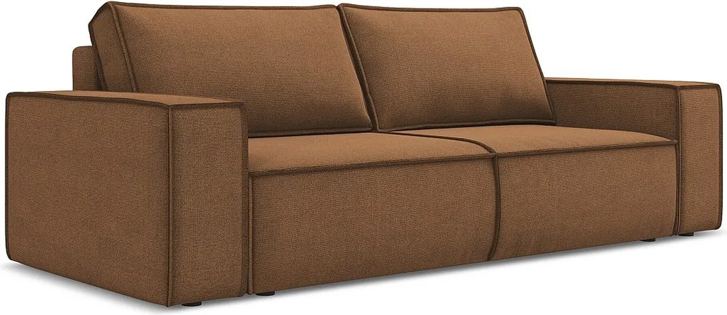 Kanapa 3-osobowa z funkcją spania - z tkaniny strukturalnej - terakota - KIMO