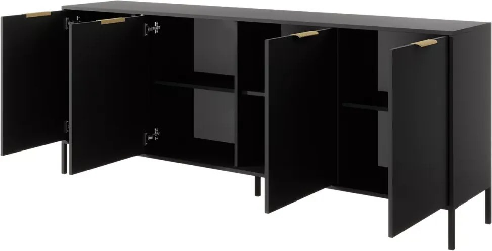 Komoda Zante IV – przestronna 4-drzwiowa komoda antracytowa z 8 półkami