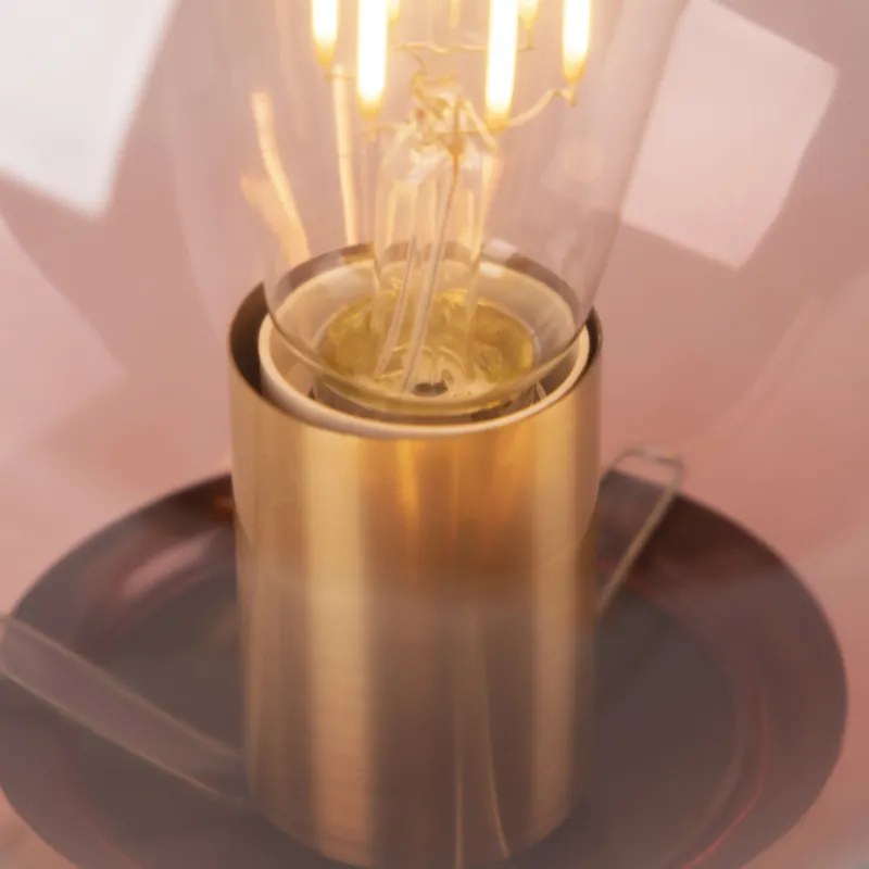 Lampa stołowa w stylu art deco z mosiądzu z różowym szkłem - Pallon Oswietlenie wewnetrzne