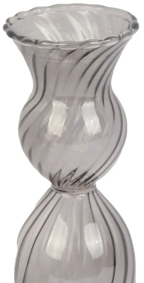Szary szklany świecznik PT LIVING Swirl, wys. 17 cm