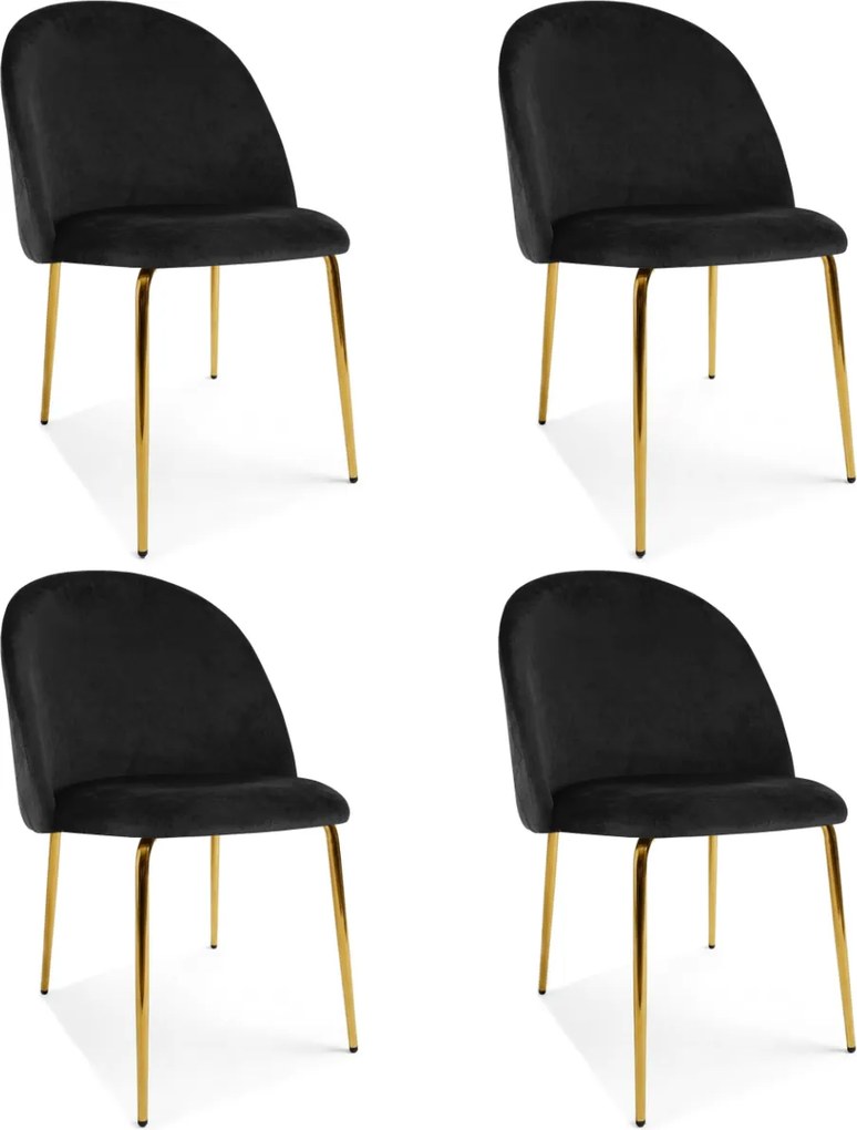 Krzesło do kuchni INCA VELVET aksamitne ze złotymi nogami, czarne