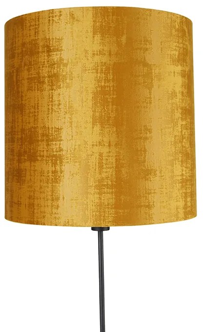 Lampa stojąca czarna zzłotym kloszem 40 cm regulowana - Parte Nowoczesny Oswietlenie wewnetrzne
