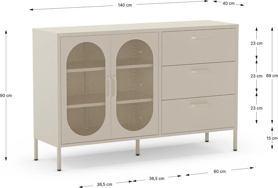 Kremowa komoda 140x90 cm Diora – Marckeric